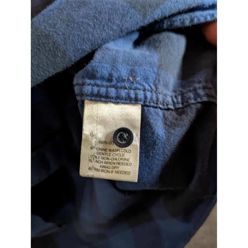 Untuckit Shirt Men's 100% Cotton Flannel Plaid Button Front Size Large Blue‎
